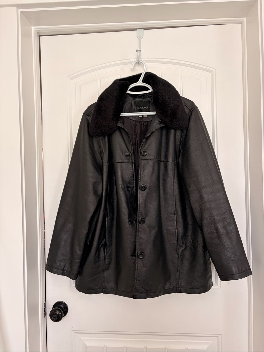 Vintage Black Leather Button-Front Jacket